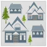 Seamless winter Merry Christmas landscape gray hou Fabric