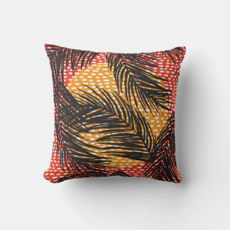 Seamless with black palm leaves and strokes throw pillow