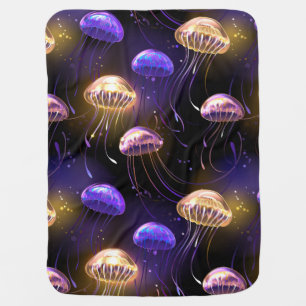 Seamless with glowing jellyfish baby blanket
