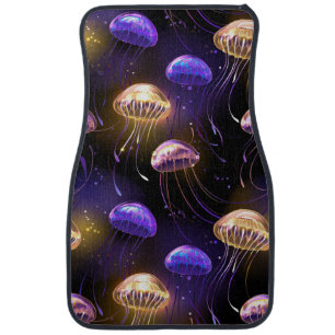 Seamless with glowing jellyfish car floor mat