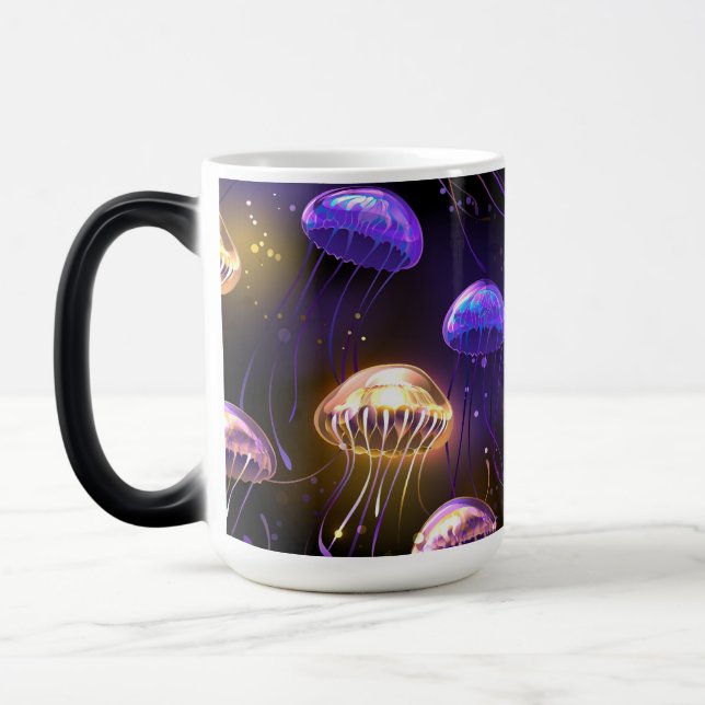 Seamless with glowing jellyfish color morph mug  (Left)