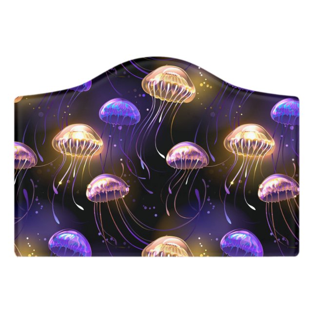 Seamless with glowing jellyfish door sign (Small Crest Front)