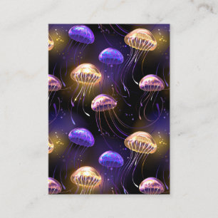 Seamless with glowing jellyfish enclosure card