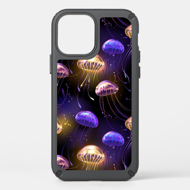 Seamless with glowing jellyfish speck iPhone 12 case (Front)