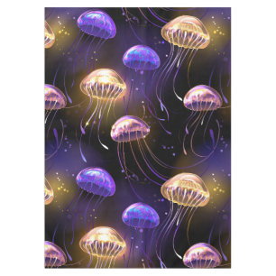 Seamless with glowing jellyfish tablecloth