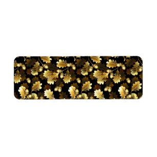 Seamless with golden oak branches on black label