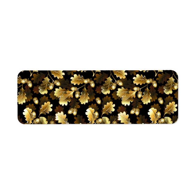 Seamless with golden oak branches on black label (Front)