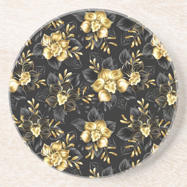 Seamless with jewelry orchids coaster (Front)