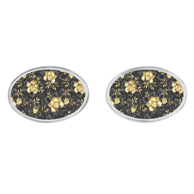 Seamless with jewelry orchids cufflinks (Front)
