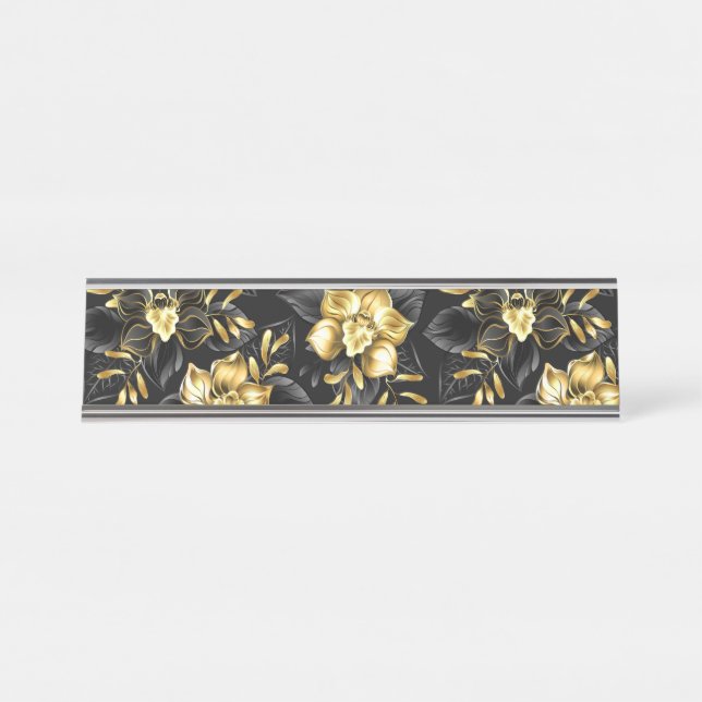 Seamless with jewelry orchids desk name plate (Front)