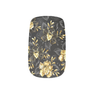 Seamless with jewelry orchids minx nail art