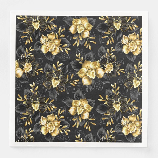 Seamless with jewelry orchids paper dinner napkins (Front)