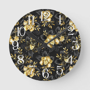 Seamless with jewelry orchids round clock