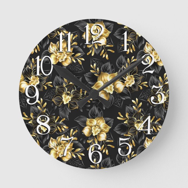 Seamless with jewelry orchids round clock (Front)