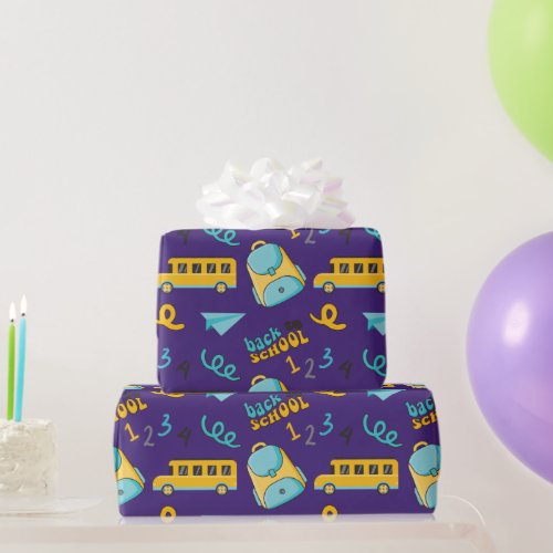 Seamless Wrapping Paper Airplane Bus Backpack Wrapping Paper