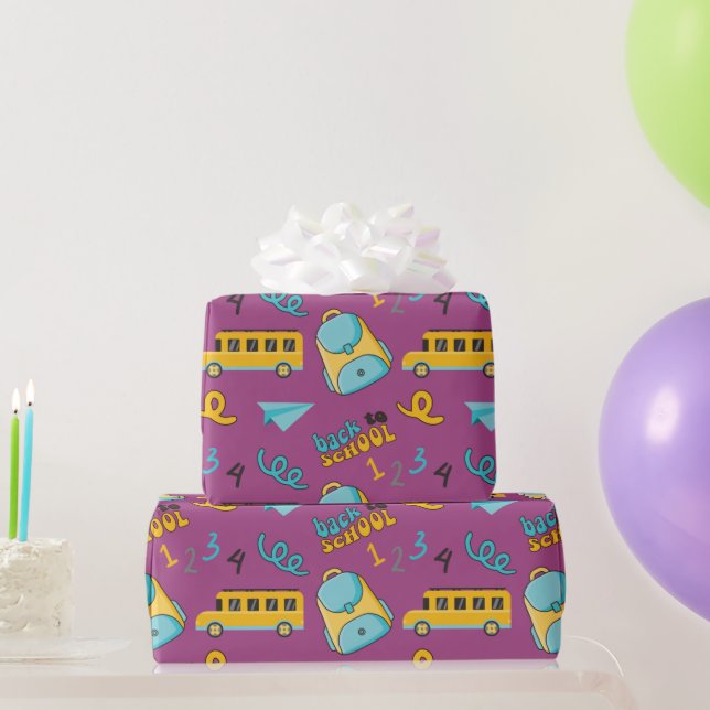 Seamless Wrapping Paper: Bag and School Bus Art Paper (Party Gifts)