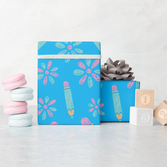 Seamless Wrapping Paper: Flower Pencil School Paper (Baby Shower)
