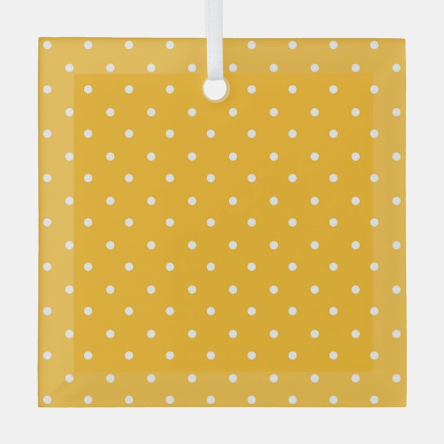 Seamless yellow-orange  polka dot  pattern  glass ornament (Front)