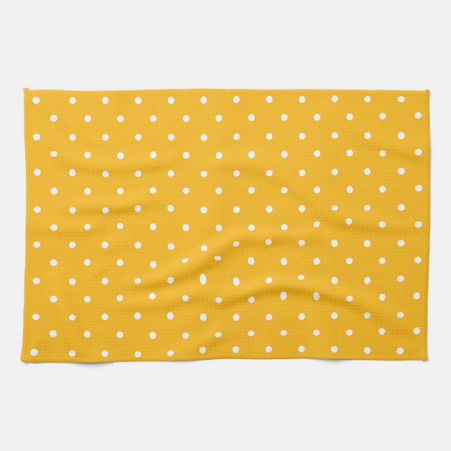 Seamless yellow-orange  polka dot  pattern  kitchen towel (Horizontal)