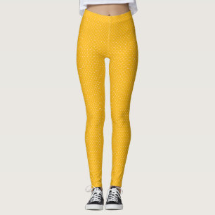 Seamless yellow-orange polka dot pattern leggings