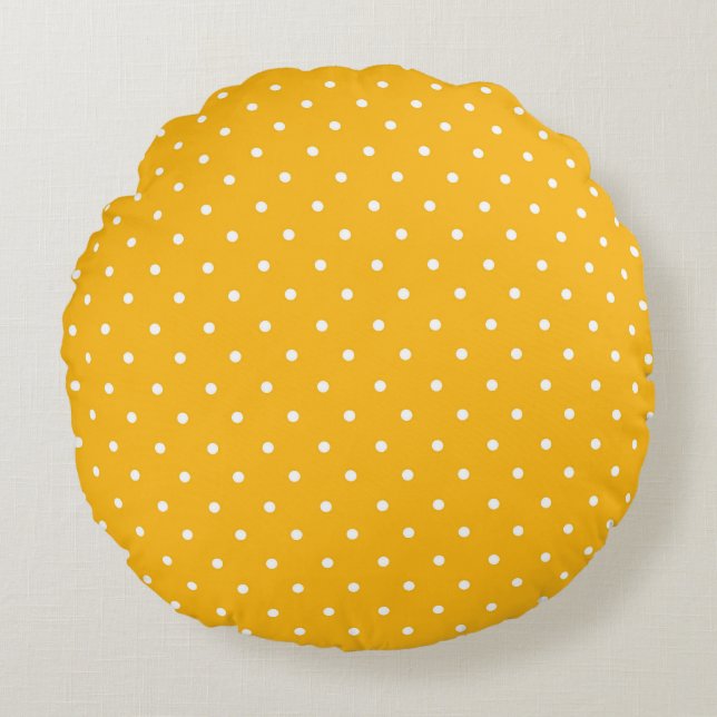 Seamless yellow-orange  polka dot  pattern  round pillow (Front)