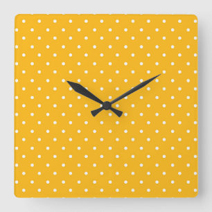 Seamless yellow-orange polka dot pattern square wall clock