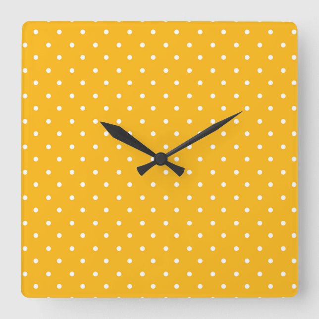 Seamless yellow-orange  polka dot  pattern  square wall clock (Front)