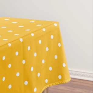 Seamless yellow-orange polka dot pattern tablecloth