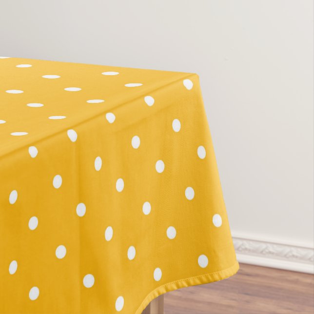 Seamless yellow-orange  polka dot  pattern  tablecloth (In Situ)