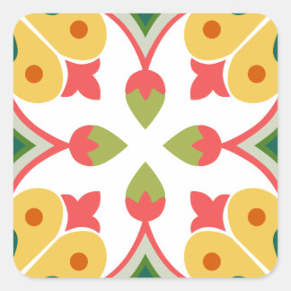 Seamless yellow ornament tiles square sticker