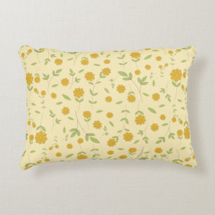 Seamless Yellow Sunflower Botanical Pattern Accent Pillow