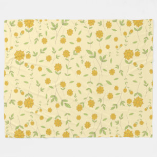 Seamless Yellow Sunflower Botanical Pattern Fleece Blanket