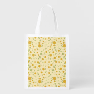 Seamless Yellow Sunflower Botanical Pattern Grocery Bag
