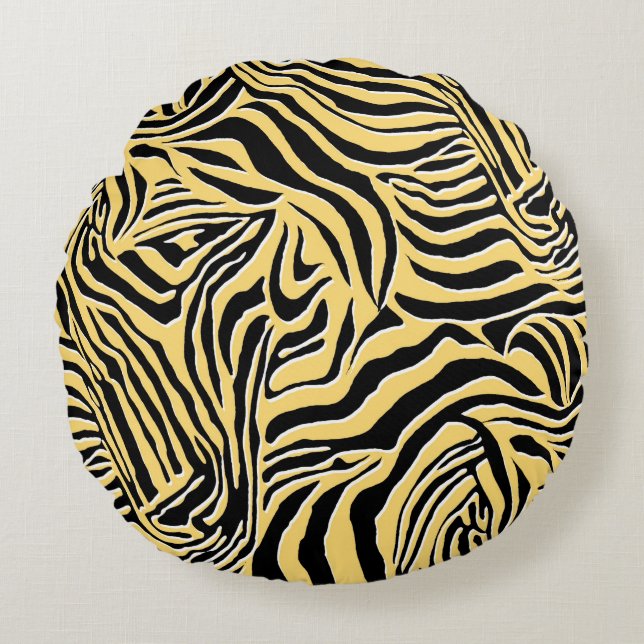 Seamless zebra pattern, animal. wallpaper,abstract round pillow (Front)