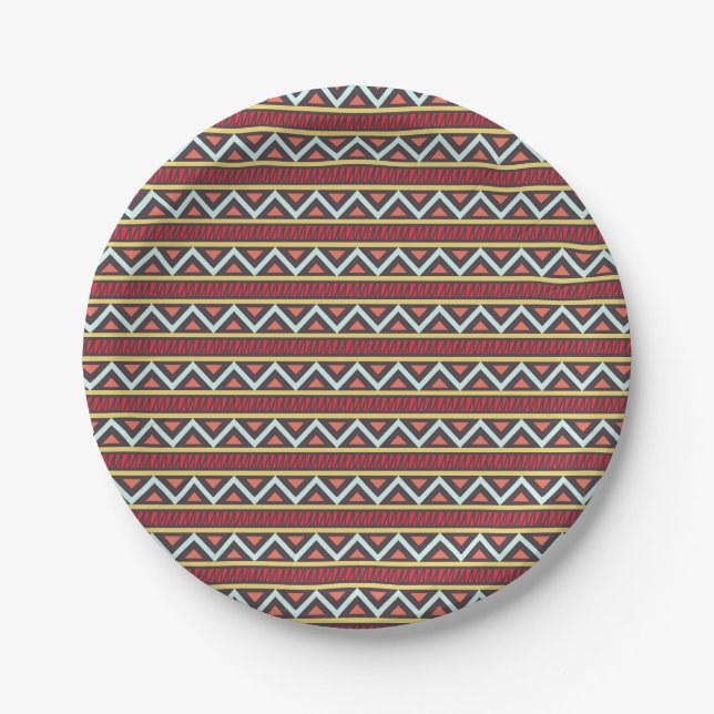 Seamless zigzag African seamless pattern Paper Plates (Front)