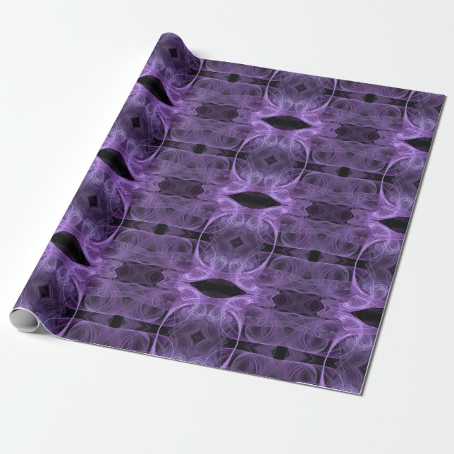 SEAMS MATCH:  Abstract Kaleidoscope Purple Fractal Wrapping Paper (Unrolled)