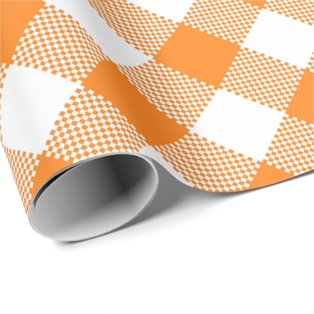 Seams Match: Orange n White Gingham Wrapping Paper (Roll Corner)