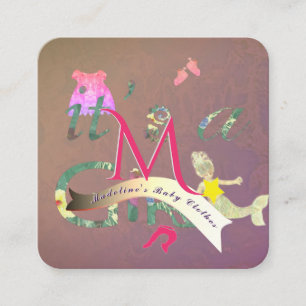 Seamstress Baby Clothes Business Maroon Square Business Card