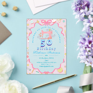 Seamstress Birthday Sewing Machine Pink Acrylic Invitations