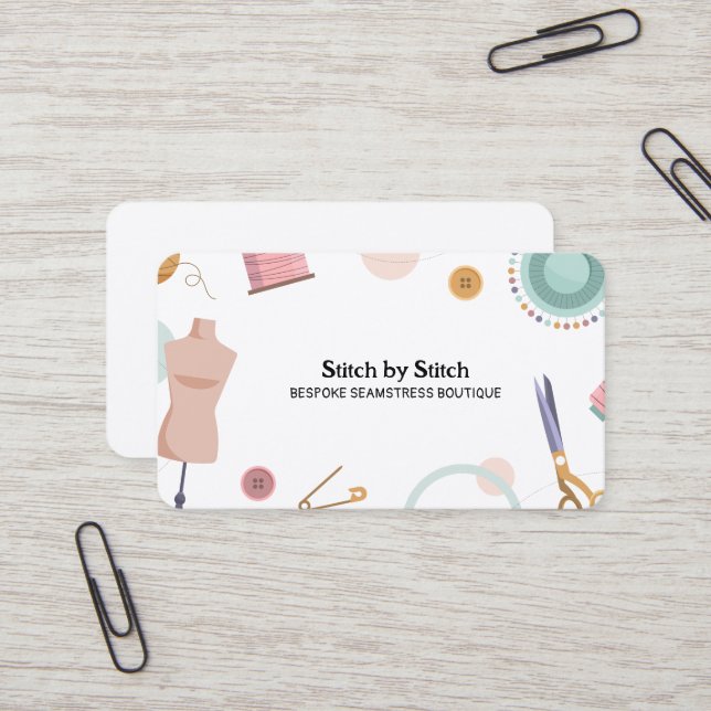 Seamstress Business Card (Front/Back In Situ)
