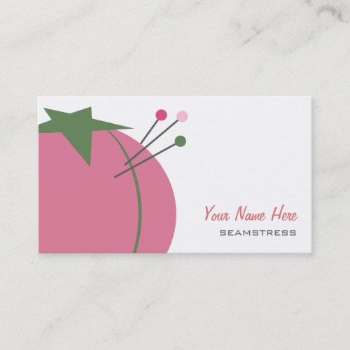 Seamstress Business Card - Pink Pin Cushion