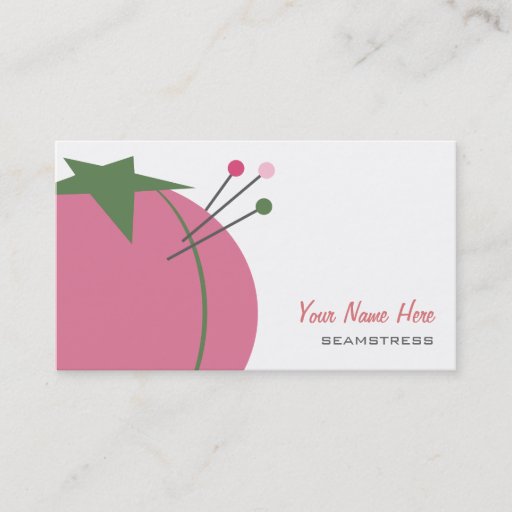 Customizable Seamstress Business Card - Pink Pin Cushion