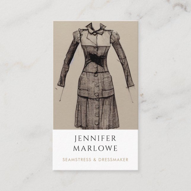 Seamstress Dressmaker Tailor Business Card (Front)