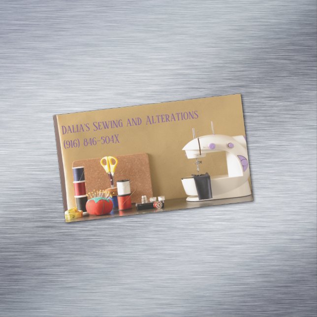 Seamstress/ Dressmaking/ Tailor Sewing Shop Business Card Magnet (In Situ)