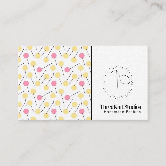 Seamstress Embroidery Tailor Fashion Needle Logo Business Card (Front)