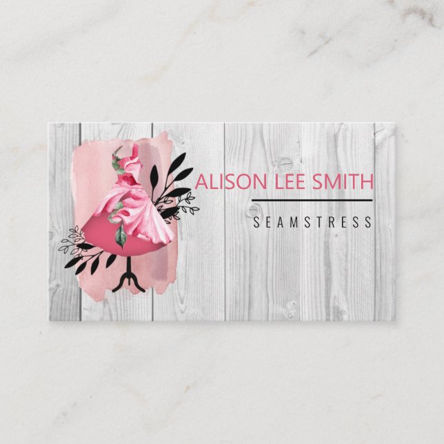 Seamstress Hand sewn Dressmaker Business Card (Front)