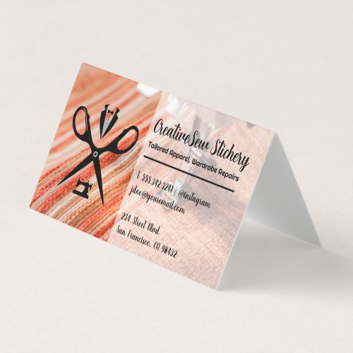 Seamstress Logo  Sewn Fabric Business Card