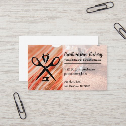 Seamstress Logo  Sewn Fabric Business Card