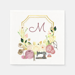 Seamstress Monogram Crest Sewing Napkin