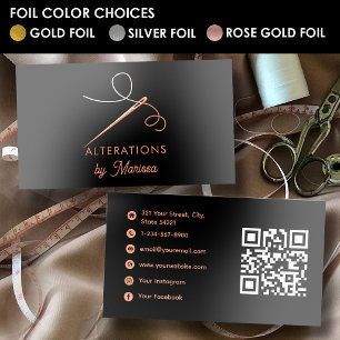 Seamstress Needle Thread Sewing Rose Gold Foil Business Cards